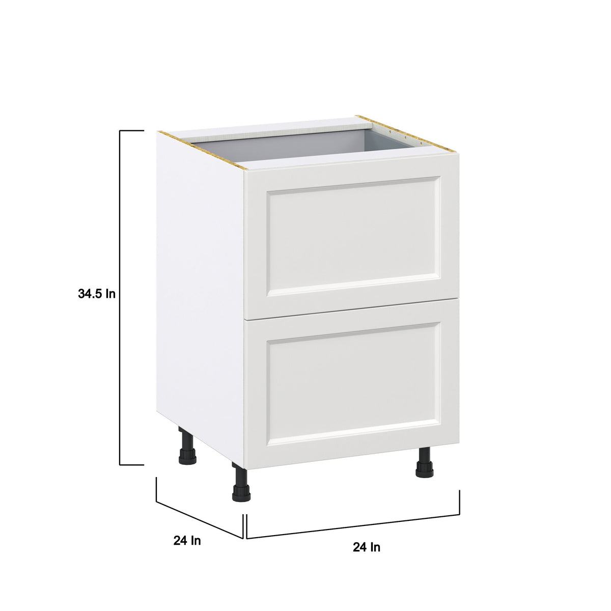 Hugo&Borg Riviera 24-in W x 34.5-in H x 24-in D Bright White 2-Drawer Base Fully Assembled Cabinet