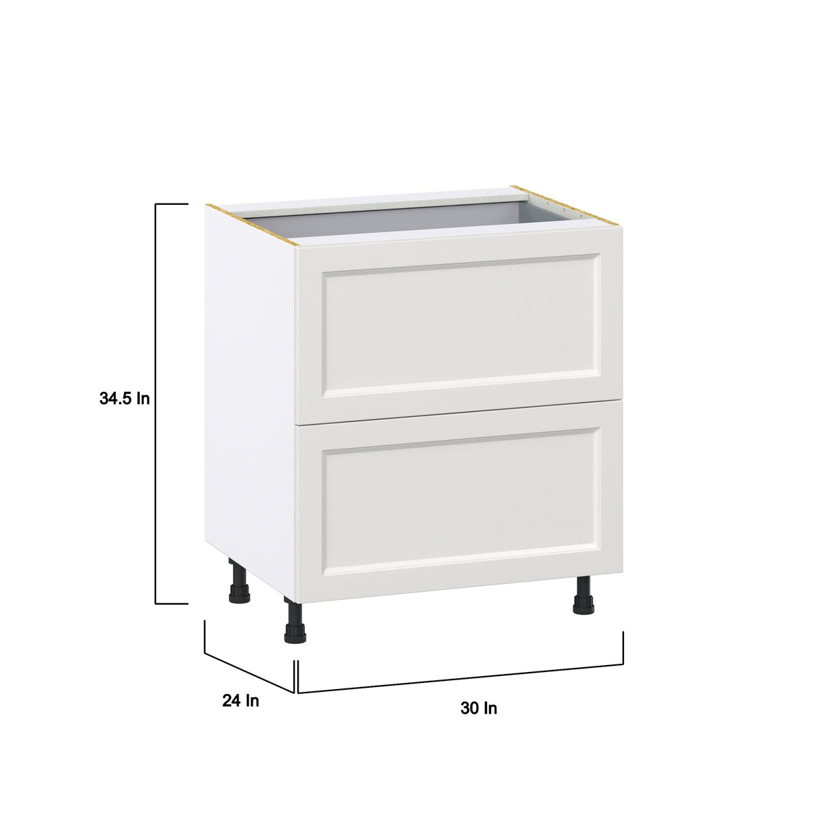 Hugo&Borg Riviera 30-in W x 34.5-in H x 24-in D Bright White 2-Drawer Base Fully Assembled Cabinet