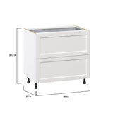 Hugo&Borg Riviera 36-in W x 34.5-in H x 24-in D Bright White 2-Drawer Base Fully Assembled Cabinet