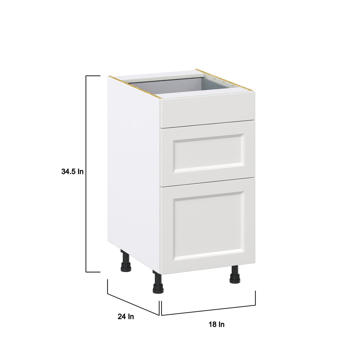 Hugo&Borg Riviera 18-in W x 34.5-in H x 25-in D Bright White 3-Drawer Base Fully Assembled Cabinet