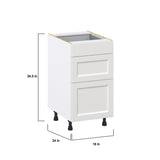 Hugo&Borg Riviera 18-in W x 34.5-in H x 25-in D Bright White 3-Drawer Base Fully Assembled Cabinet