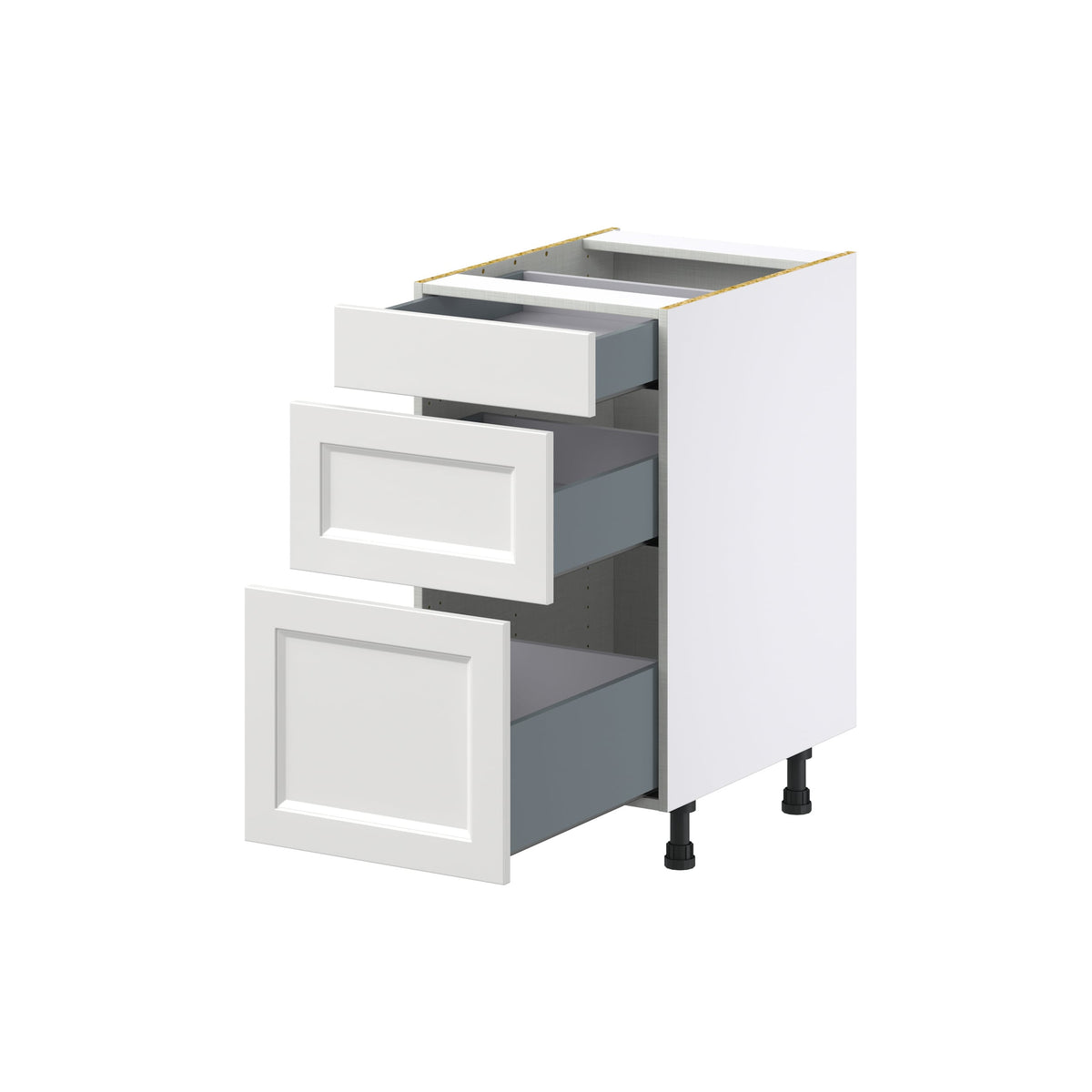 Hugo&Borg Riviera 18-in W x 34.5-in H x 25-in D Bright White 3-Drawer Base Fully Assembled Cabinet