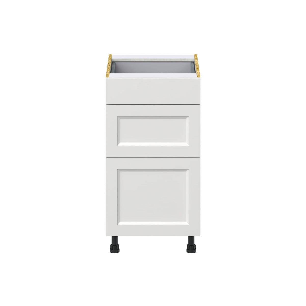 Hugo&Borg Riviera 18-in W x 34.5-in H x 25-in D Bright White 3-Drawer Base Fully Assembled Cabinet