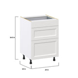 Hugo&Borg Riviera 24-in W x 34.5-in H x 24-in D Bright White 3-Drawer Base Fully Assembled Cabinet