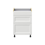 Hugo&Borg Riviera 24-in W x 34.5-in H x 24-in D Bright White 3-Drawer Base Fully Assembled Cabinet