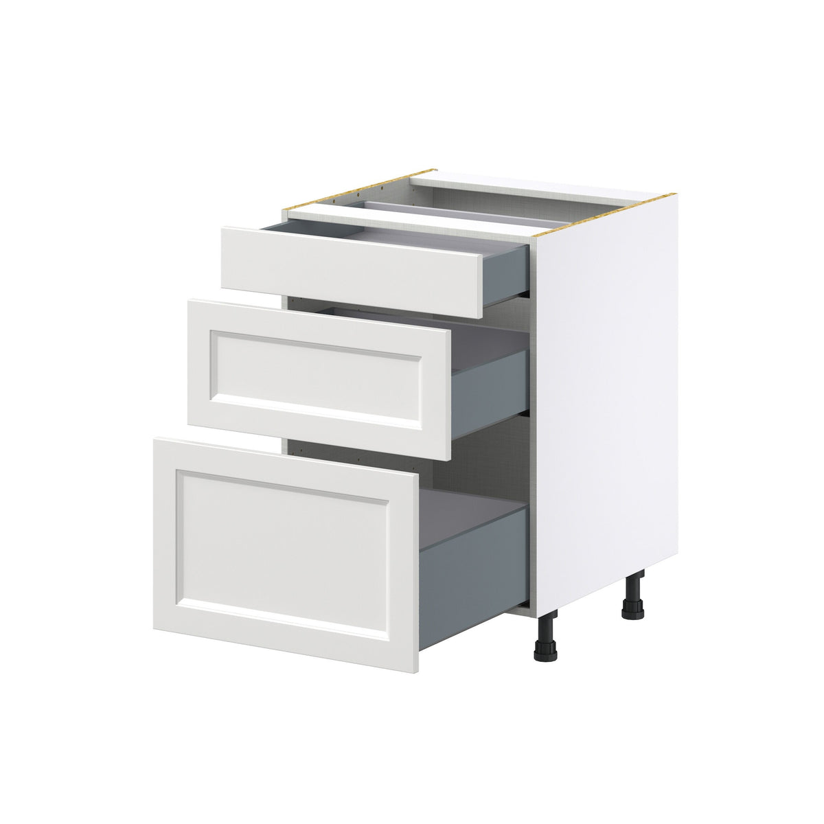 Hugo&Borg Riviera 24-in W x 34.5-in H x 24-in D Bright White 3-Drawer Base Fully Assembled Cabinet