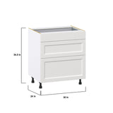 Hugo&Borg Riviera 30-in W x 34.5-in H x 24-in D Bright White 3-Drawer Base Fully Assembled Cabinet
