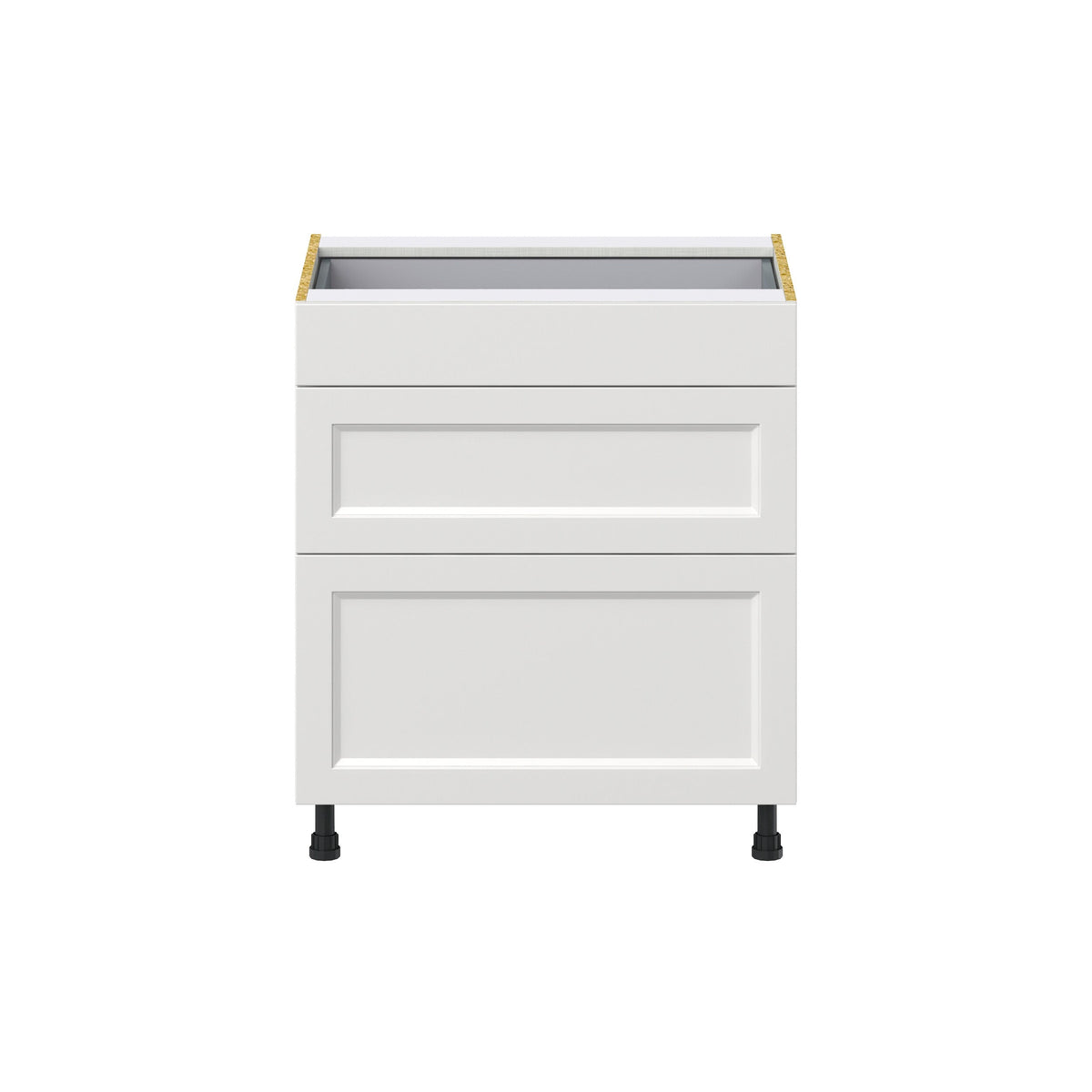 Hugo&Borg Riviera 30-in W x 34.5-in H x 24-in D Bright White 3-Drawer Base Fully Assembled Cabinet