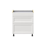 Hugo&Borg Riviera 30-in W x 34.5-in H x 24-in D Bright White 3-Drawer Base Fully Assembled Cabinet
