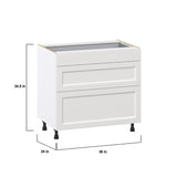 Hugo&Borg Riviera 36-in W x 34.5-in H x 24-in D Bright White 3-Drawer Base Fully Assembled Cabinet