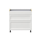 Hugo&Borg Riviera 36-in W x 34.5-in H x 24-in D Bright White 3-Drawer Base Fully Assembled Cabinet