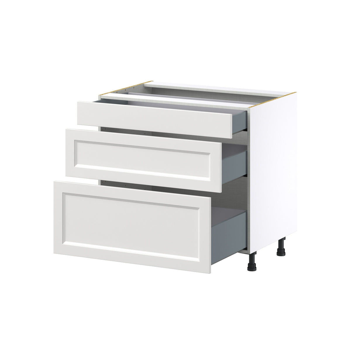 Hugo&Borg Riviera 36-in W x 34.5-in H x 24-in D Bright White 3-Drawer Base Fully Assembled Cabinet