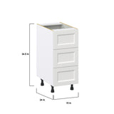 Hugo&Borg Riviera 15-in W x 34.5-in H x 24-in D Bright White 3-Drawer Base Fully Assembled Cabinet