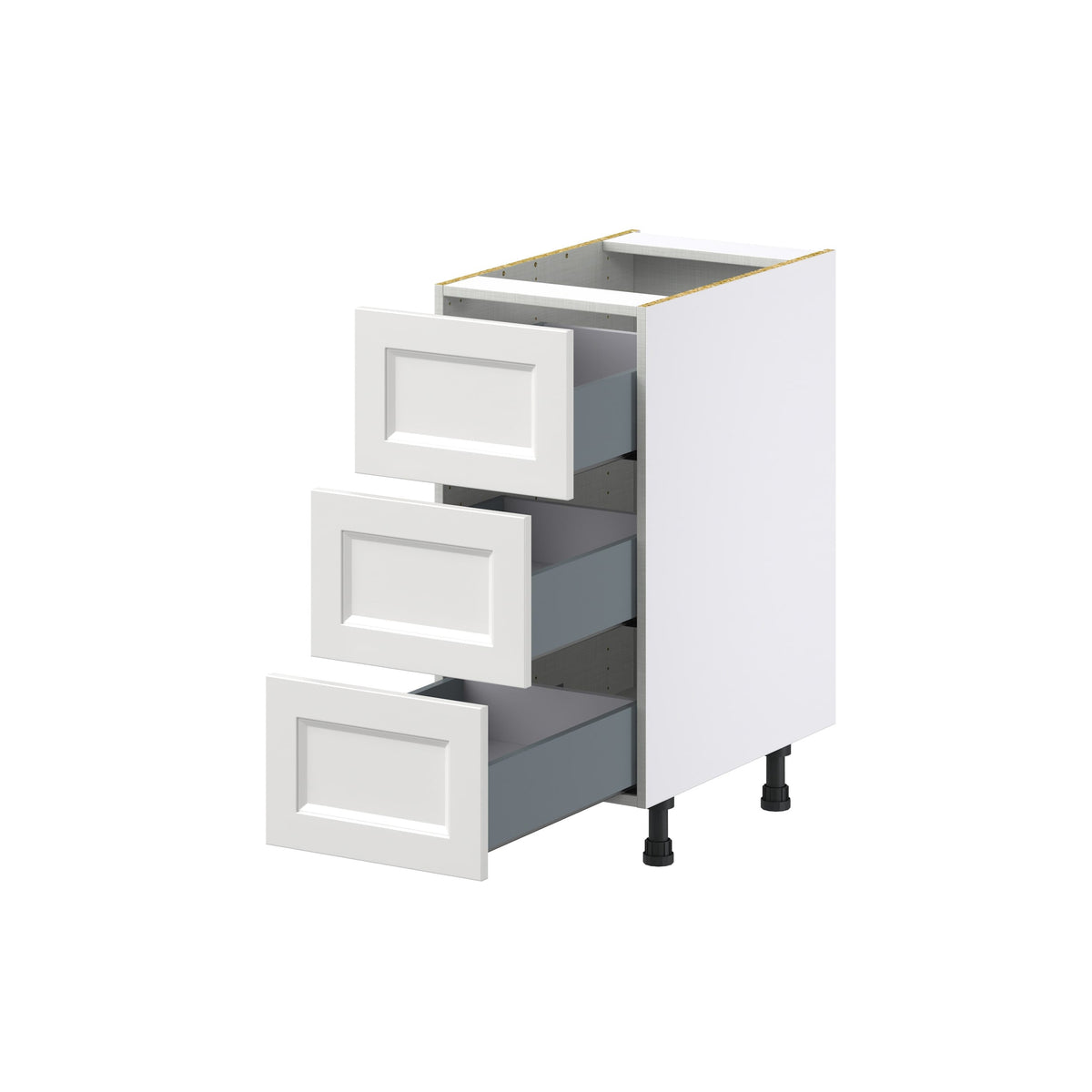Hugo&Borg Riviera 15-in W x 34.5-in H x 24-in D Bright White 3-Drawer Base Fully Assembled Cabinet