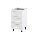 Hugo&Borg Riviera 18-in W x 34.5-in H x 24-in D Bright White 3-Drawer Base Fully Assembled Cabinet