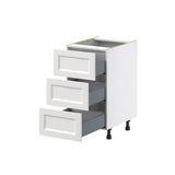 Hugo&Borg Riviera 18-in W x 34.5-in H x 24-in D Bright White 3-Drawer Base Fully Assembled Cabinet