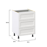 Hugo&Borg Riviera 24-in W x 34.5-in H x 24-in D Bright White 3-Drawer Base Fully Assembled Cabinet