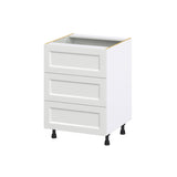 Hugo&Borg Riviera 24-in W x 34.5-in H x 24-in D Bright White 3-Drawer Base Fully Assembled Cabinet