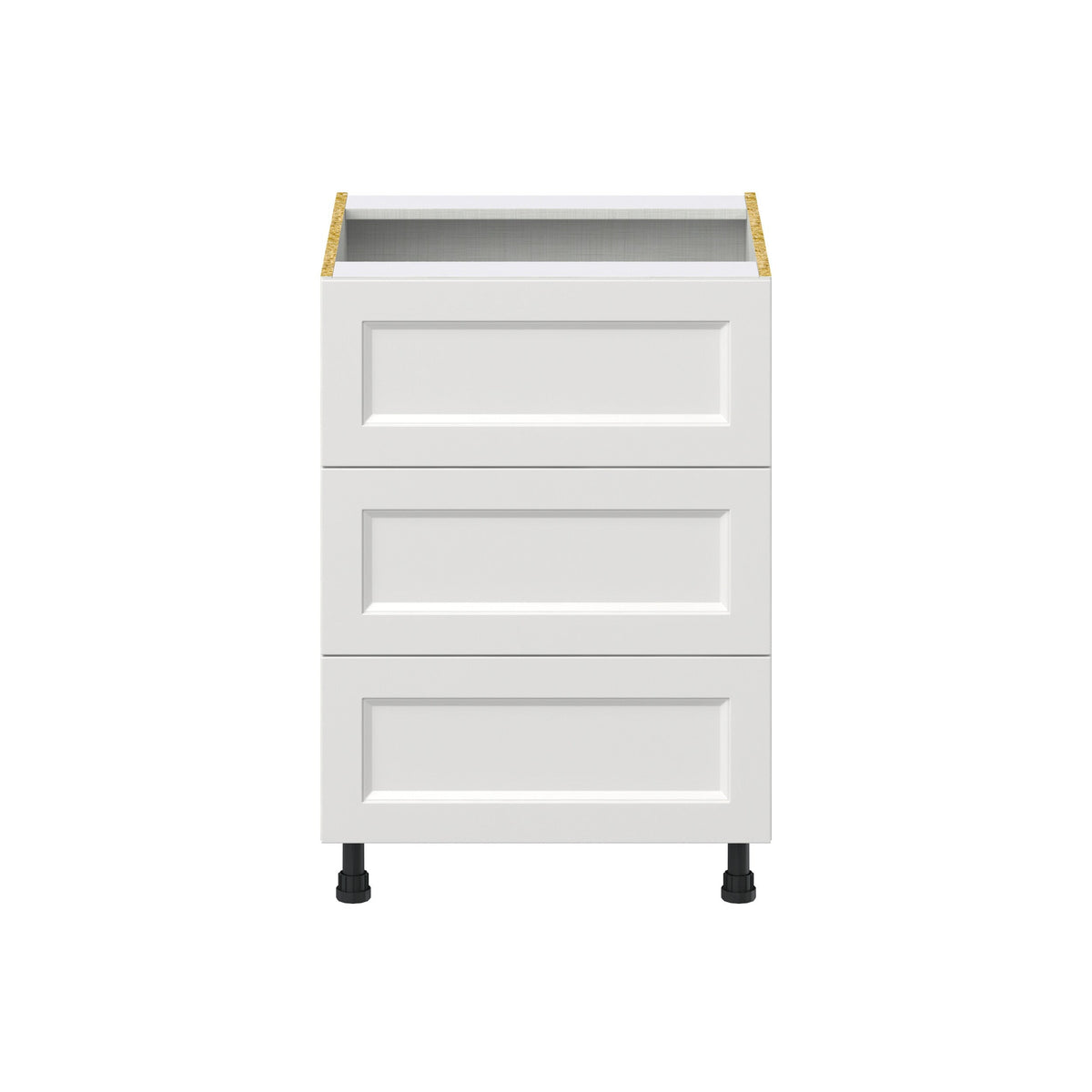 Hugo&Borg Riviera 24-in W x 34.5-in H x 24-in D Bright White 3-Drawer Base Fully Assembled Cabinet