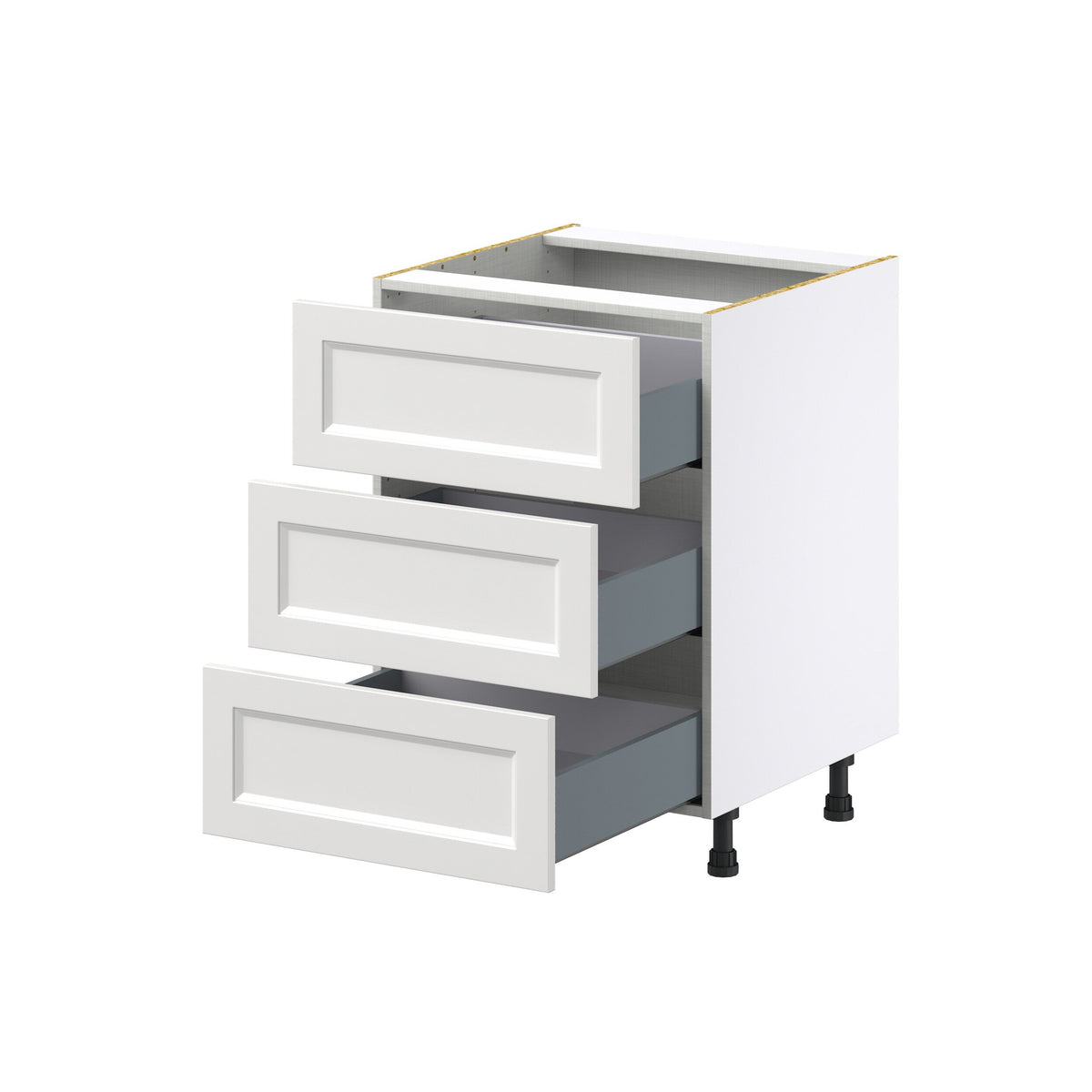 Hugo&Borg Riviera 24-in W x 34.5-in H x 24-in D Bright White 3-Drawer Base Fully Assembled Cabinet