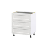 Hugo&Borg Riviera 30-in W x 34.5-in H x 24-in D Bright White 3-Drawer Base Fully Assembled Cabinet