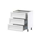 Hugo&Borg Riviera 30-in W x 34.5-in H x 24-in D Bright White 3-Drawer Base Fully Assembled Cabinet