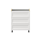 Hugo&Borg Riviera 30-in W x 34.5-in H x 24-in D Bright White 3-Drawer Base Fully Assembled Cabinet