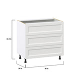 Hugo&Borg Riviera 36-in W x 34.5-in H x 24-in D Bright White 3-Drawer Base Fully Assembled Cabinet