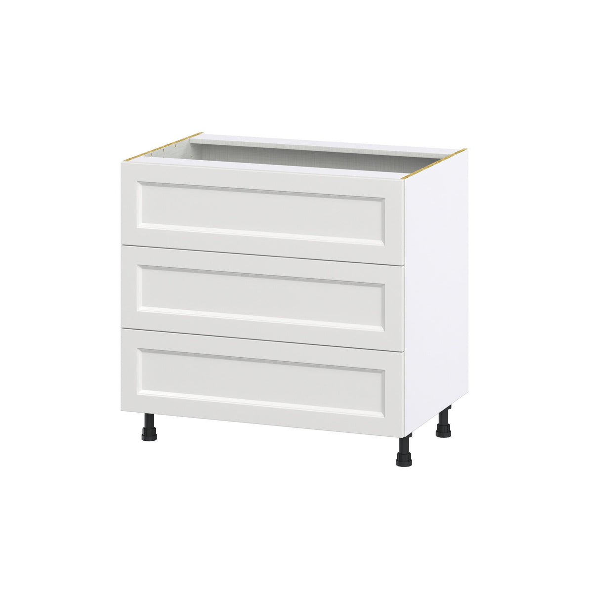 Hugo&Borg Riviera 36-in W x 34.5-in H x 24-in D Bright White 3-Drawer Base Fully Assembled Cabinet