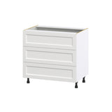 Hugo&Borg Riviera 36-in W x 34.5-in H x 24-in D Bright White 3-Drawer Base Fully Assembled Cabinet