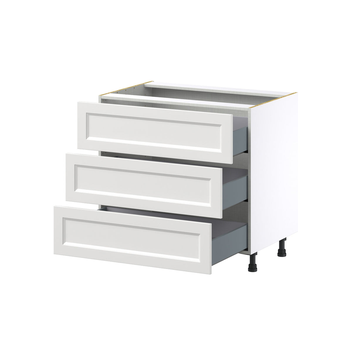 Hugo&Borg Riviera 36-in W x 34.5-in H x 24-in D Bright White 3-Drawer Base Fully Assembled Cabinet