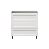 Hugo&Borg Riviera 36-in W x 34.5-in H x 24-in D Bright White 3-Drawer Base Fully Assembled Cabinet