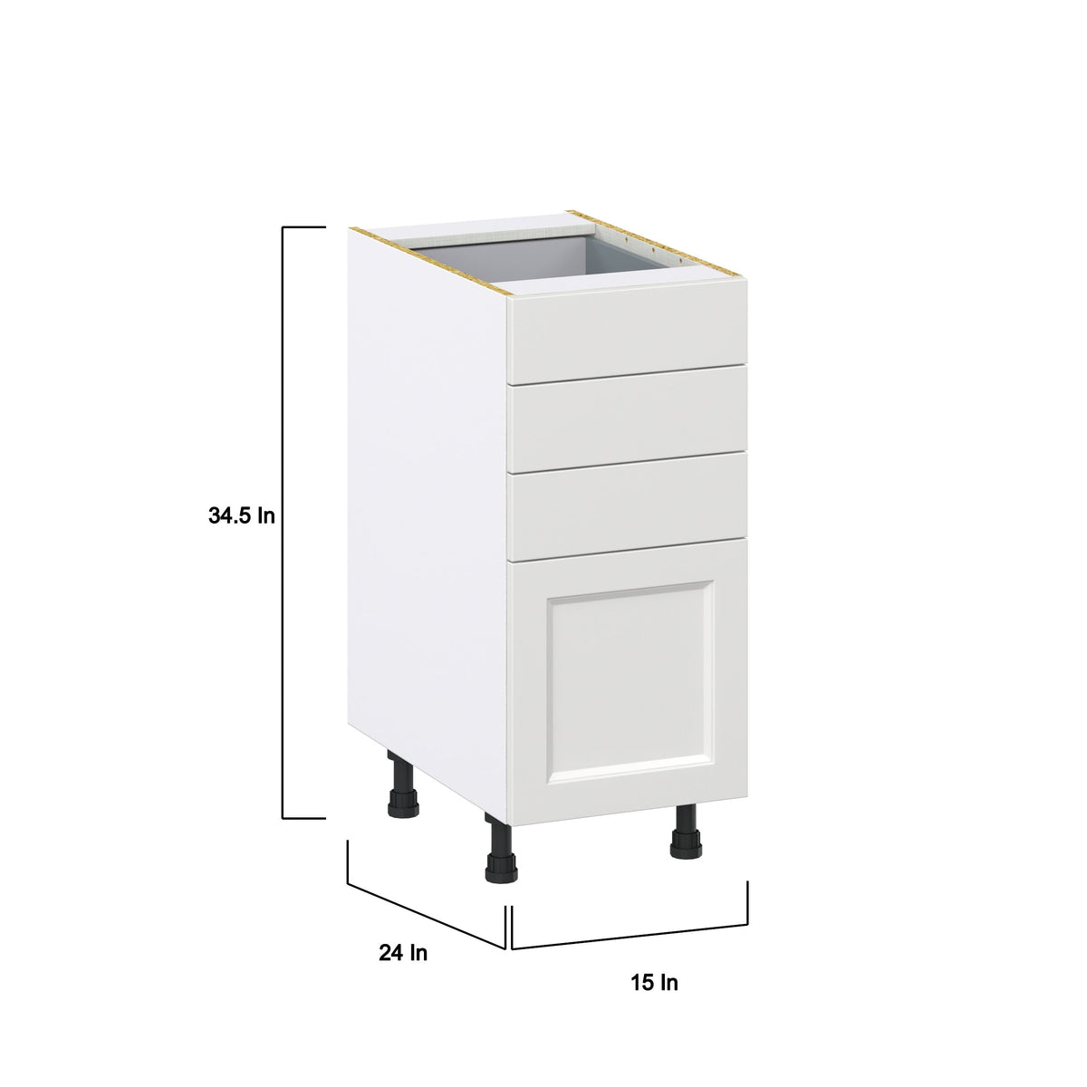 Hugo&Borg Riviera 15-in W x 34.5-in H x 25-in D Bright White 4-Drawer Base Fully Assembled Cabinet