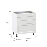 Hugo&Borg Riviera 30-in W x 34.5-in H x 25-in D Bright White 4-Drawer Base Fully Assembled Cabinet
