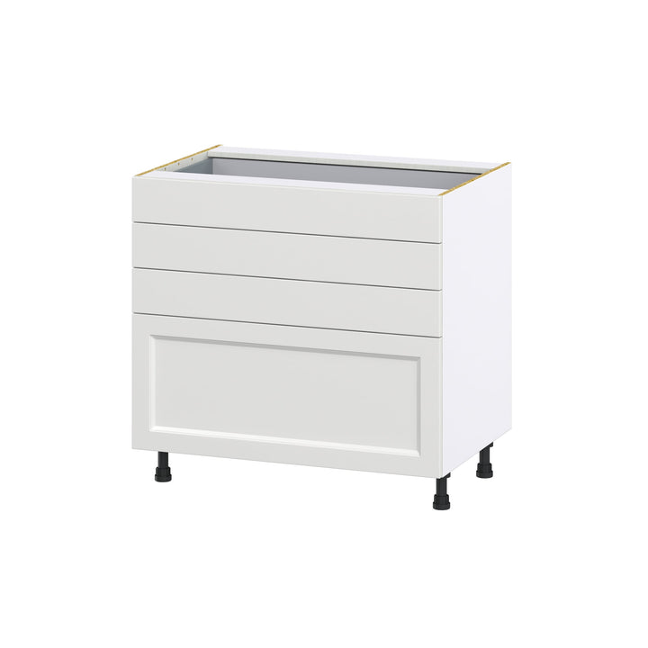Hugo&Borg Riviera 36-in W x 34.5-in H x 24-in D Bright White 4-Drawer Base Fully Assembled Cabinet