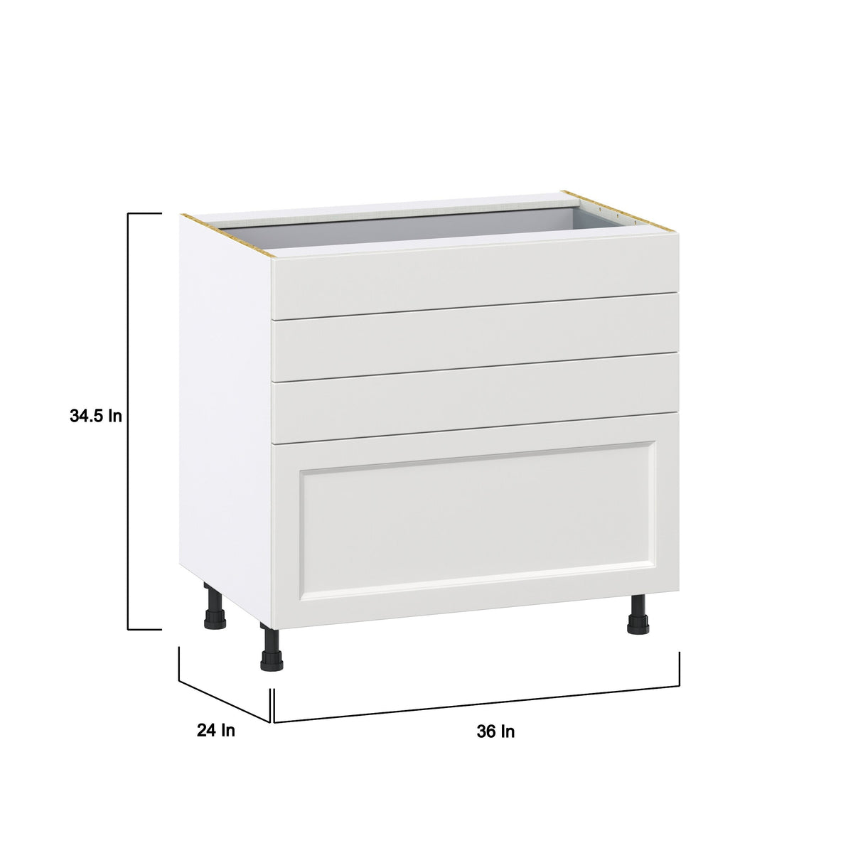 Hugo&Borg Riviera 36-in W x 34.5-in H x 24-in D Bright White 4-Drawer Base Fully Assembled Cabinet
