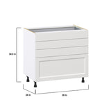 Hugo&Borg Riviera 36-in W x 34.5-in H x 24-in D Bright White 4-Drawer Base Fully Assembled Cabinet