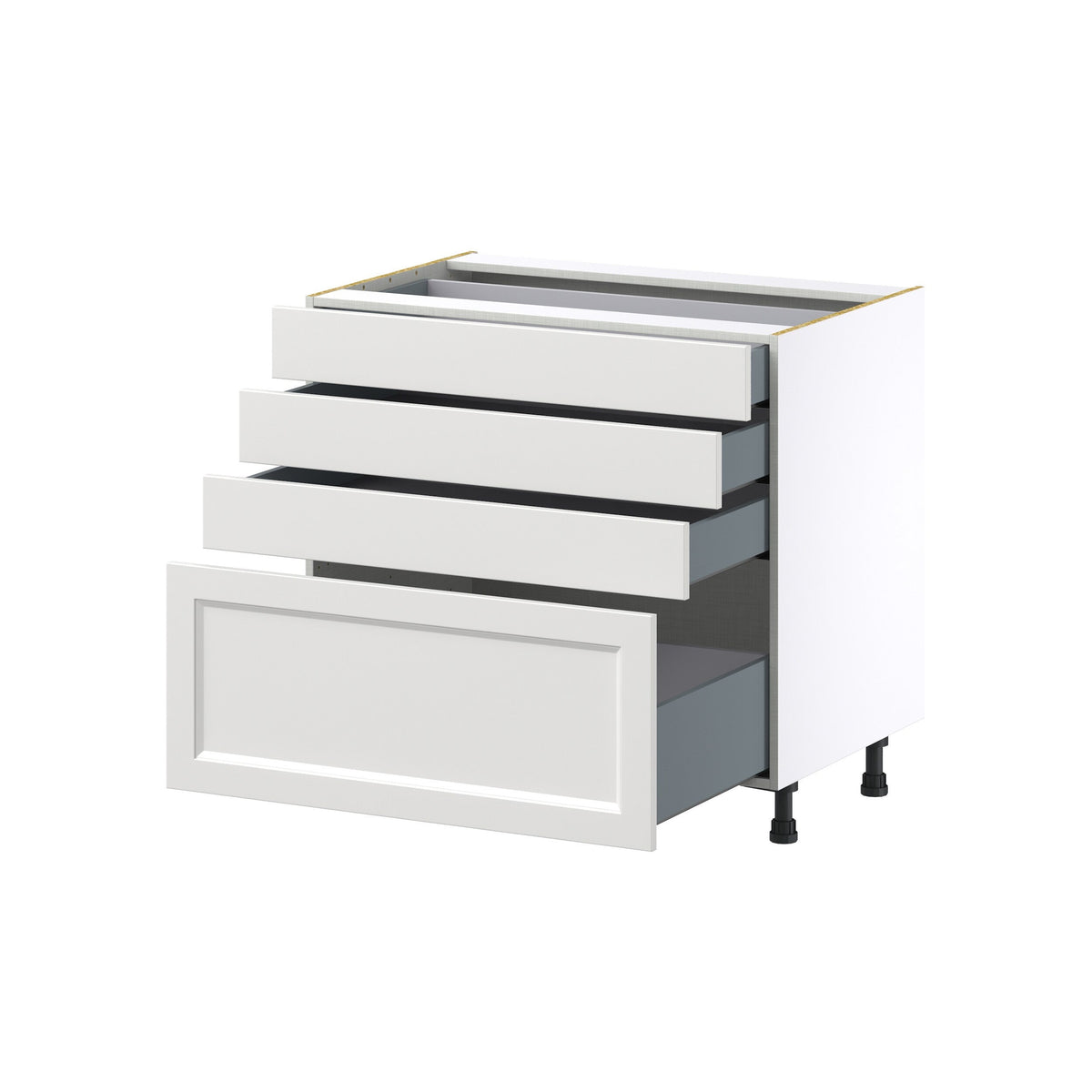 Hugo&Borg Riviera 36-in W x 34.5-in H x 24-in D Bright White 4-Drawer Base Fully Assembled Cabinet