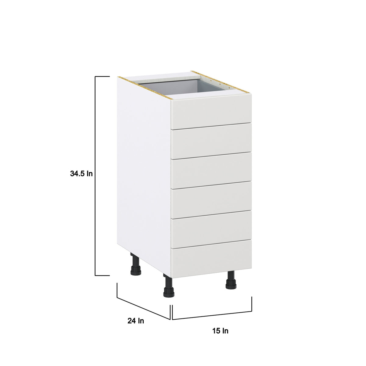 Hugo&Borg Riviera 15-in W x 34.5-in H x 24-in D Bright White 6-Drawer Base Fully Assembled Cabinet