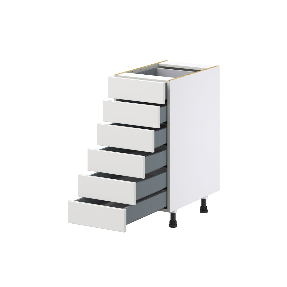 Hugo&Borg Riviera 15-in W x 34.5-in H x 24-in D Bright White 6-Drawer Base Fully Assembled Cabinet