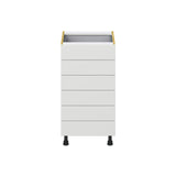 Hugo&Borg Riviera 18-in W x 34.5-in H x 24-in D Bright White 6-Drawer Base Fully Assembled Cabinet
