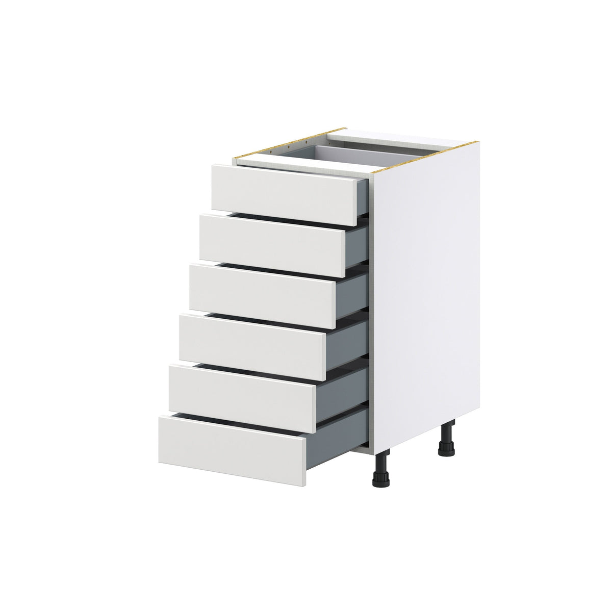 Hugo&Borg Riviera 18-in W x 34.5-in H x 24-in D Bright White 6-Drawer Base Fully Assembled Cabinet