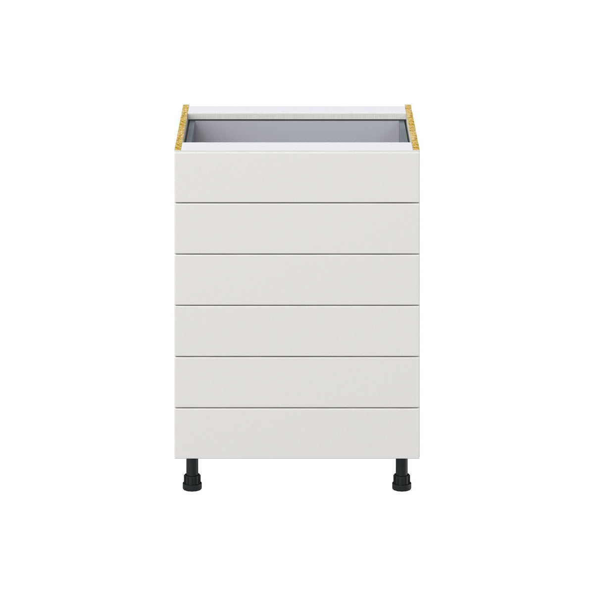 Hugo&Borg Riviera 24-in W x 34.5-in H x 24-in D Bright White 6-Drawer Base Fully Assembled Cabinet