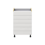 Hugo&Borg Riviera 24-in W x 34.5-in H x 24-in D Bright White 6-Drawer Base Fully Assembled Cabinet