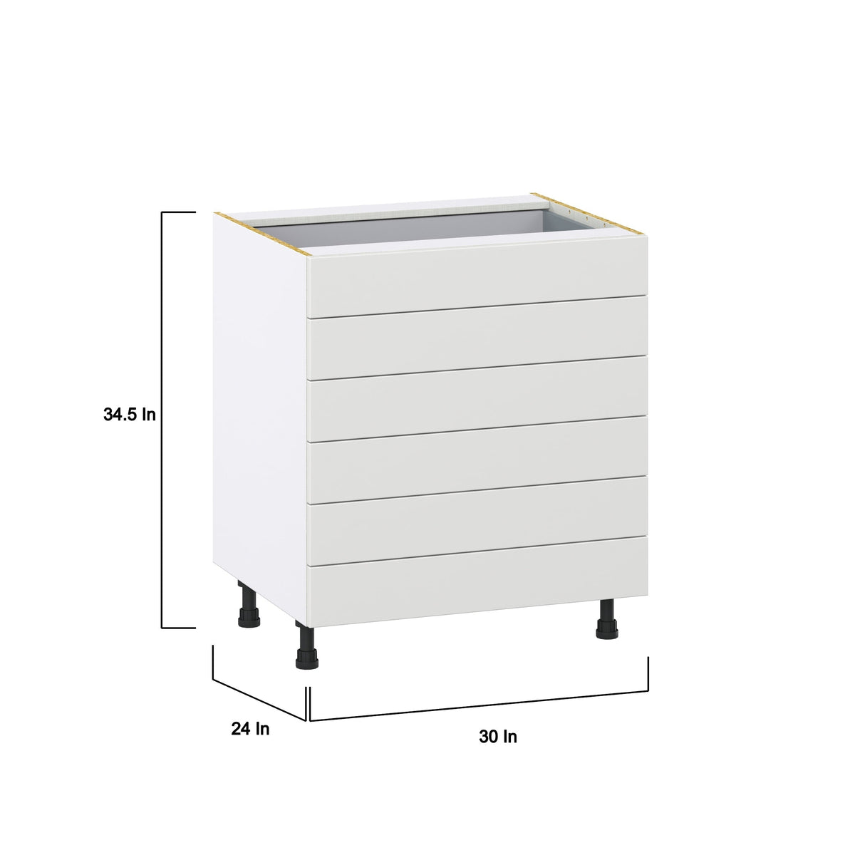 Hugo&Borg Riviera 30-in W x 34.5-in H x 24-in D Bright White 6-Drawer Base Fully Assembled Cabinet