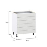 Hugo&Borg Riviera 30-in W x 34.5-in H x 24-in D Bright White 6-Drawer Base Fully Assembled Cabinet