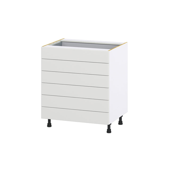 Hugo&Borg Riviera 30-in W x 34.5-in H x 24-in D Bright White 6-Drawer Base Fully Assembled Cabinet