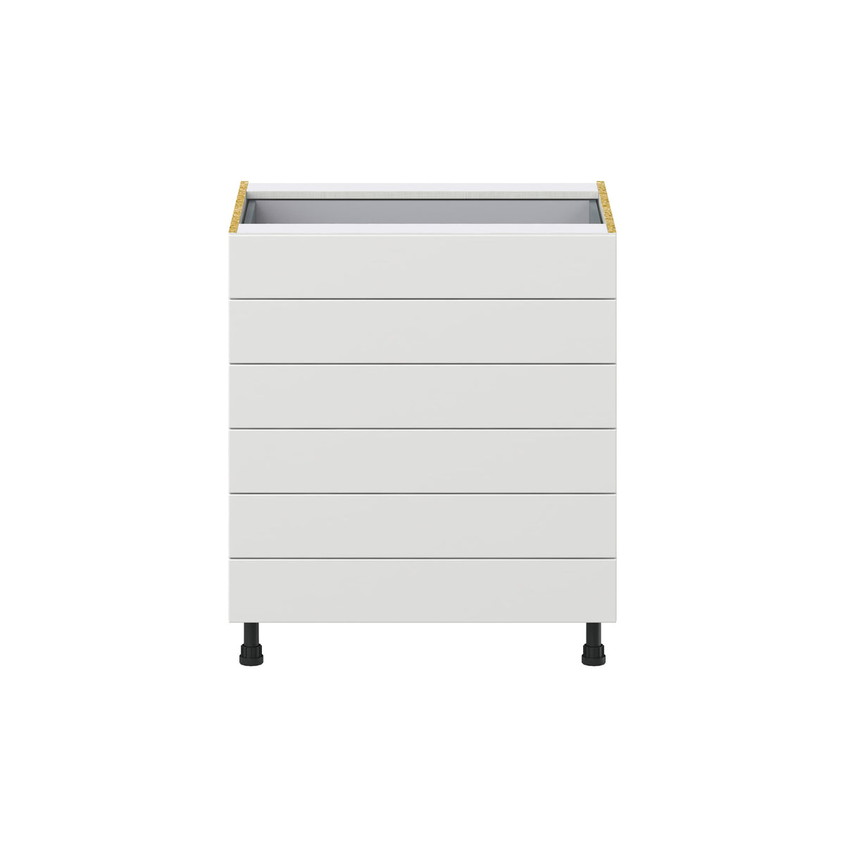 Hugo&Borg Riviera 30-in W x 34.5-in H x 24-in D Bright White 6-Drawer Base Fully Assembled Cabinet