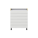 Hugo&Borg Riviera 30-in W x 34.5-in H x 24-in D Bright White 6-Drawer Base Fully Assembled Cabinet