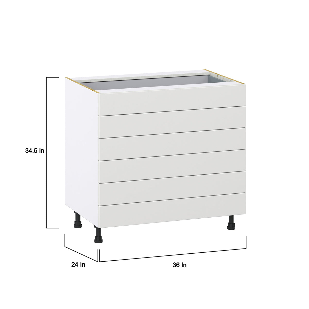 Hugo&Borg Riviera 36-in W x 34.5-in H x 24-in D Bright White 6-Drawer Base Fully Assembled Cabinet